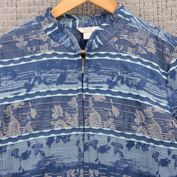 Christopher & Banks Jacket Womens Small S Blue Floral Pattern Full Zip Rare 90s - Picture 5 of 9